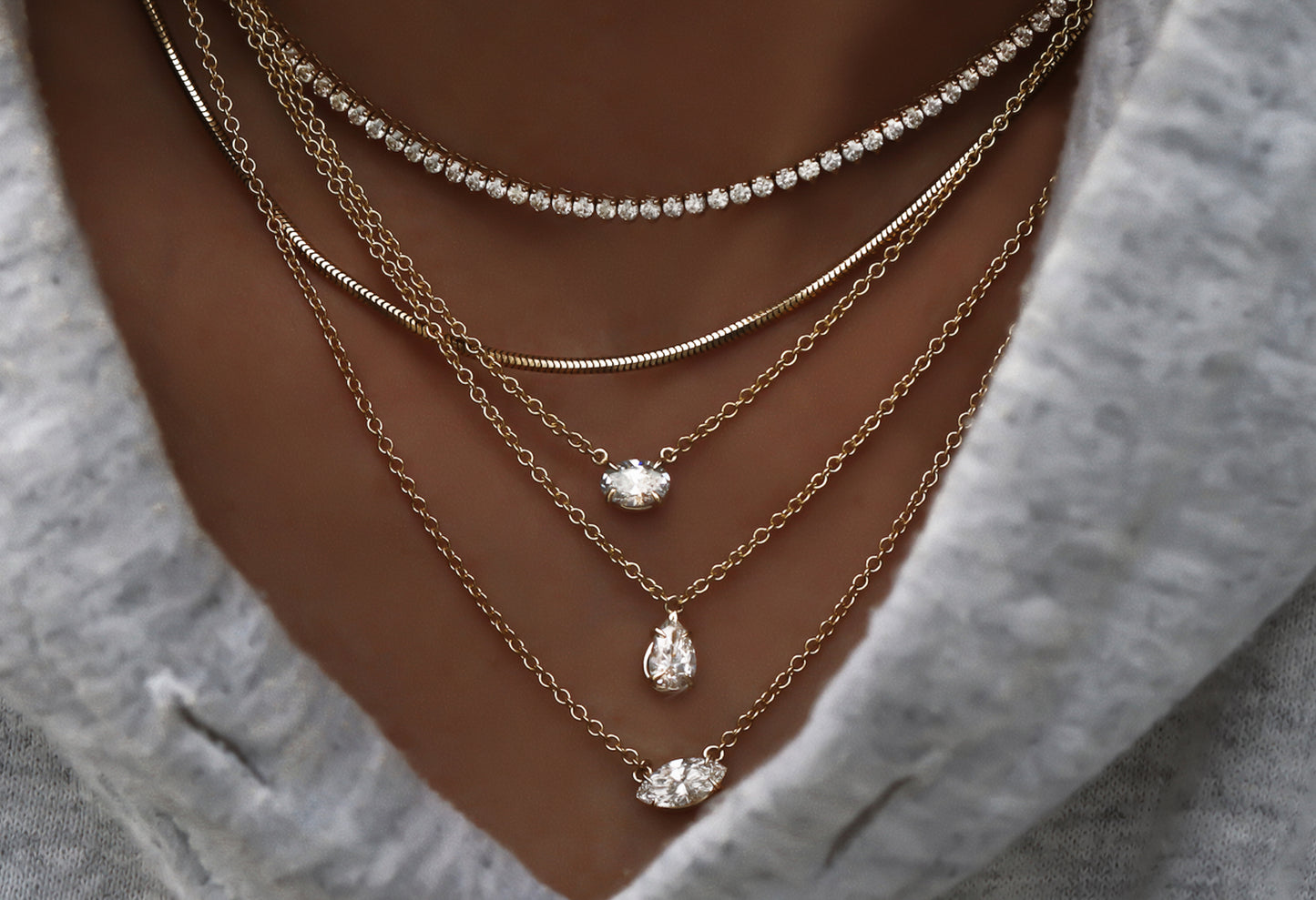 14kt gold petite teardrop diamond solitaire necklace