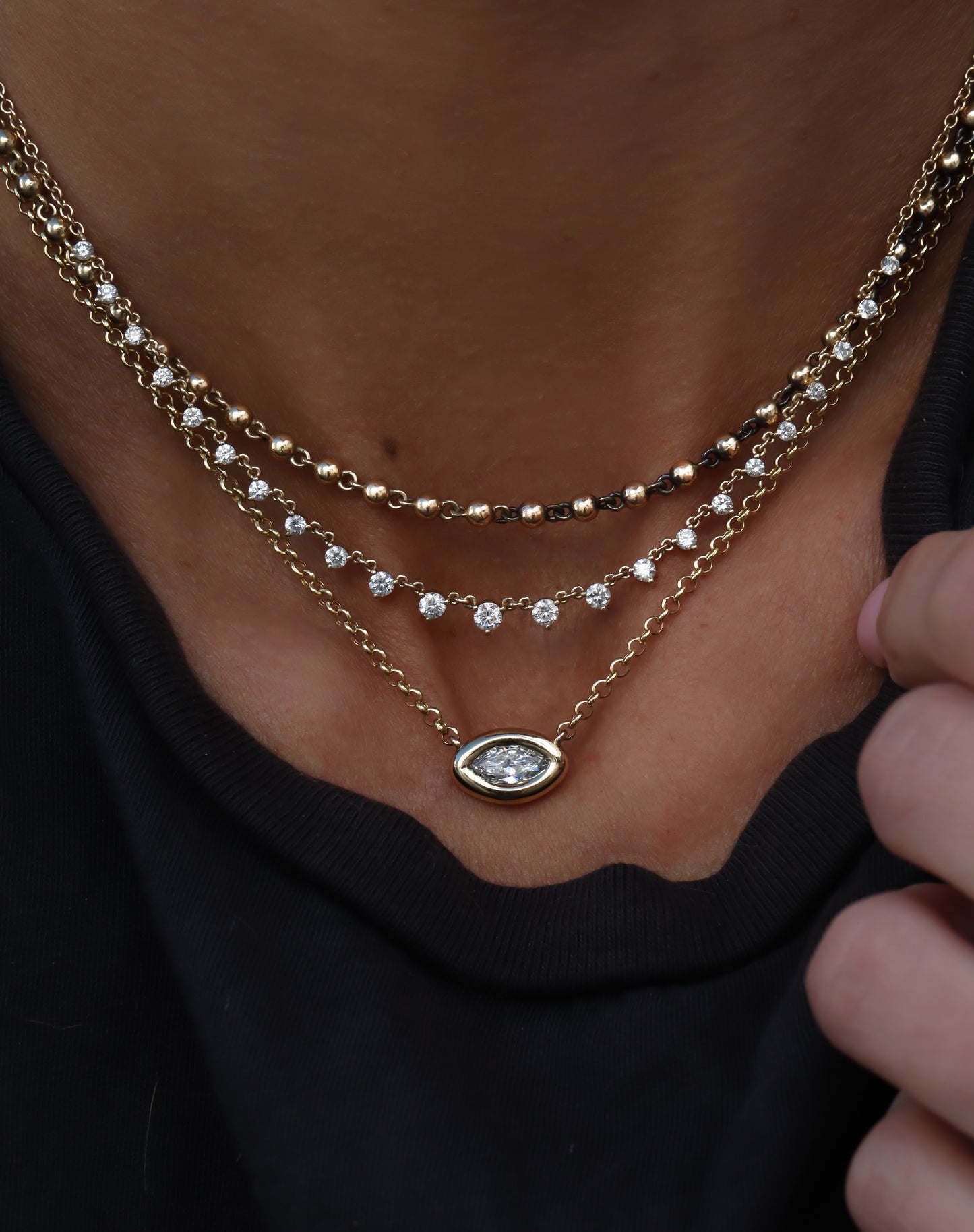 14kt gold 3mm solid ball chain necklace