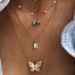 14kt gold and scattered diamond butterfly necklace