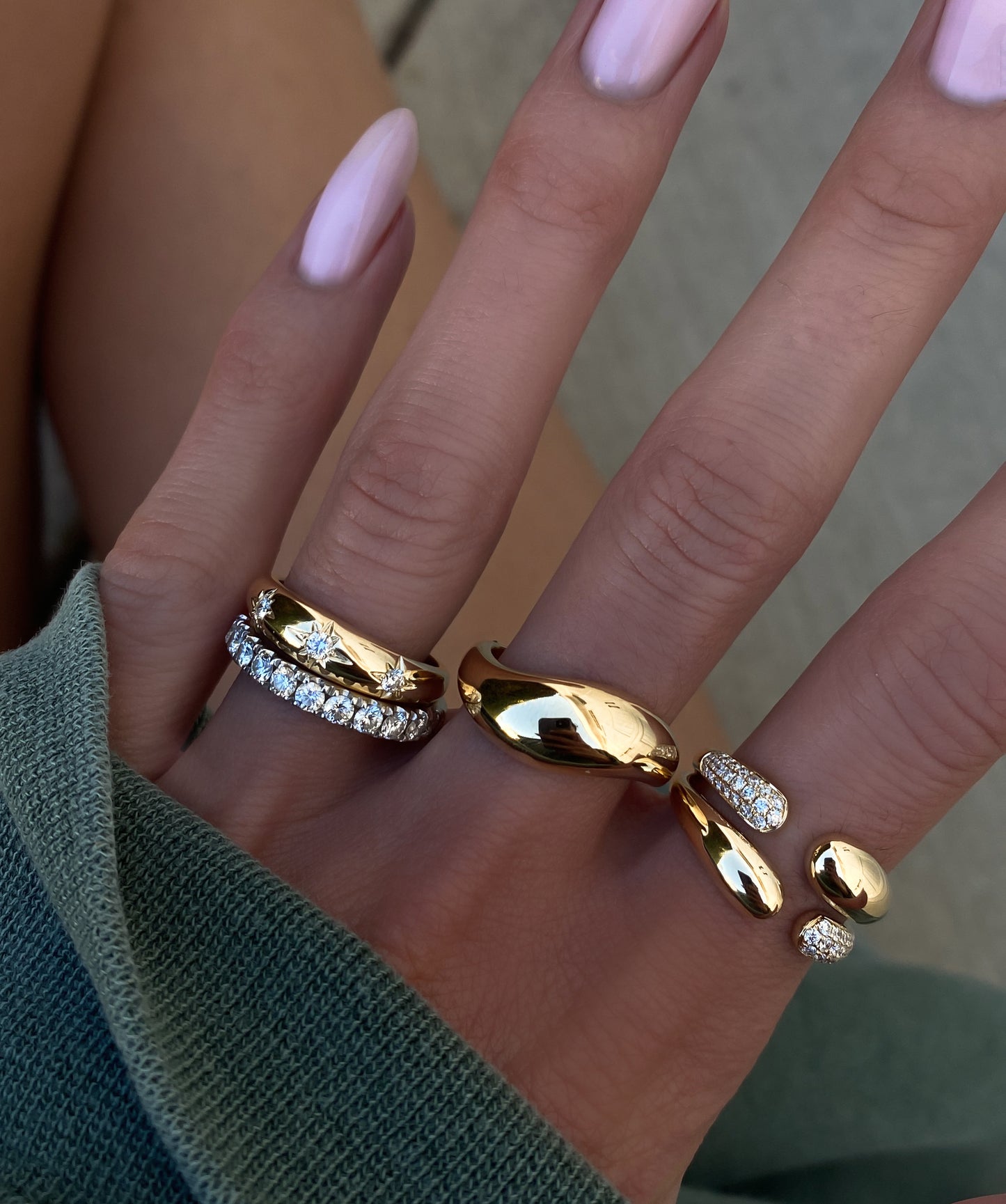 14kt gold grande wave dome ring
