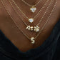 14kt gold classic heart diamond necklace on ball chain