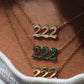 14kt gold and emerald 222 necklace