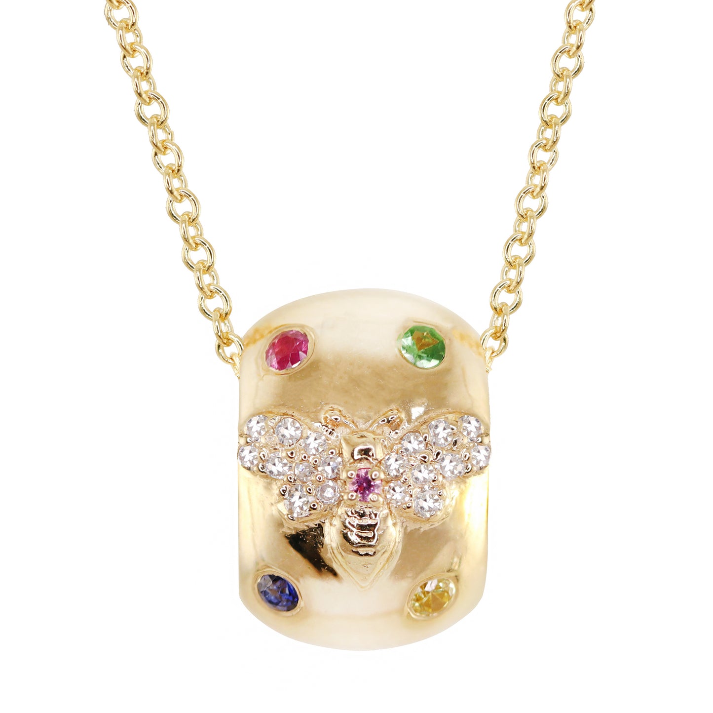 14kt gold honey bee rondelle bead necklace