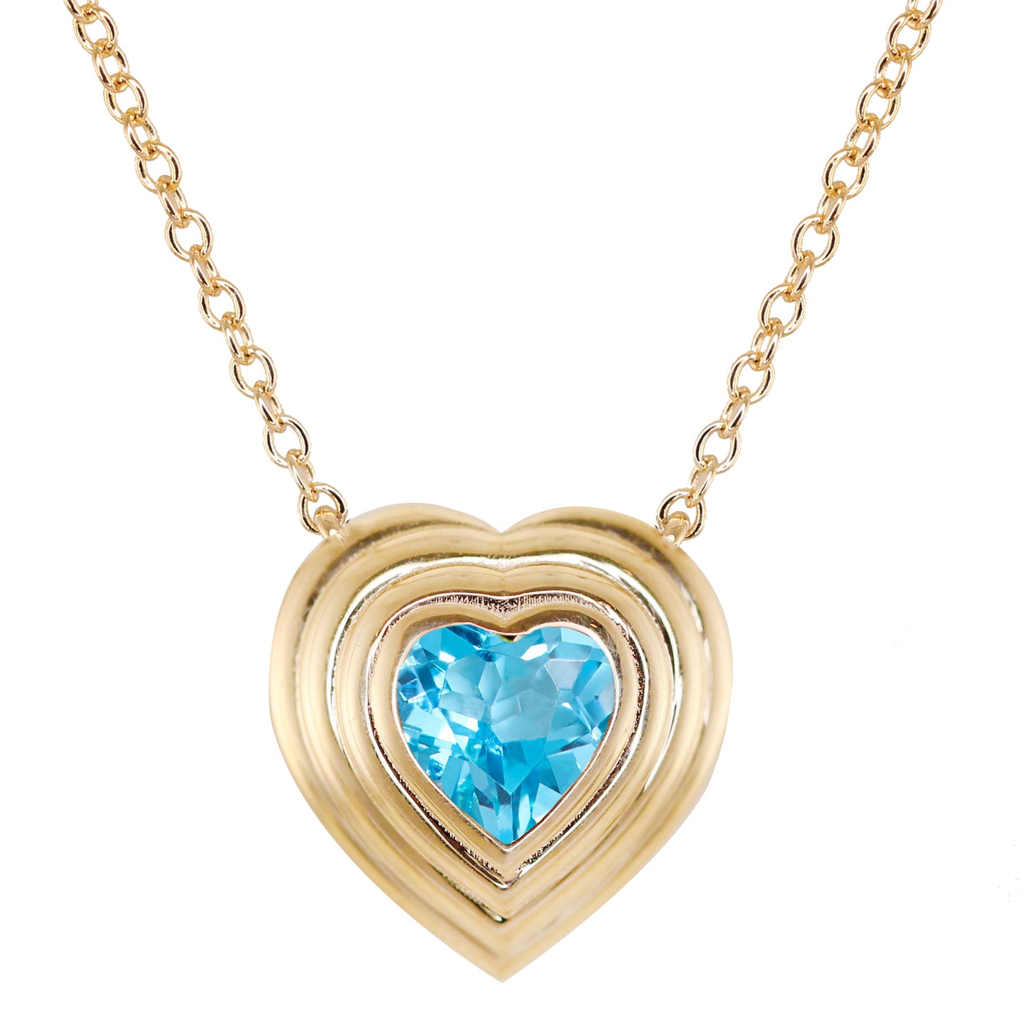 14kt gold zircon heart burst necklace