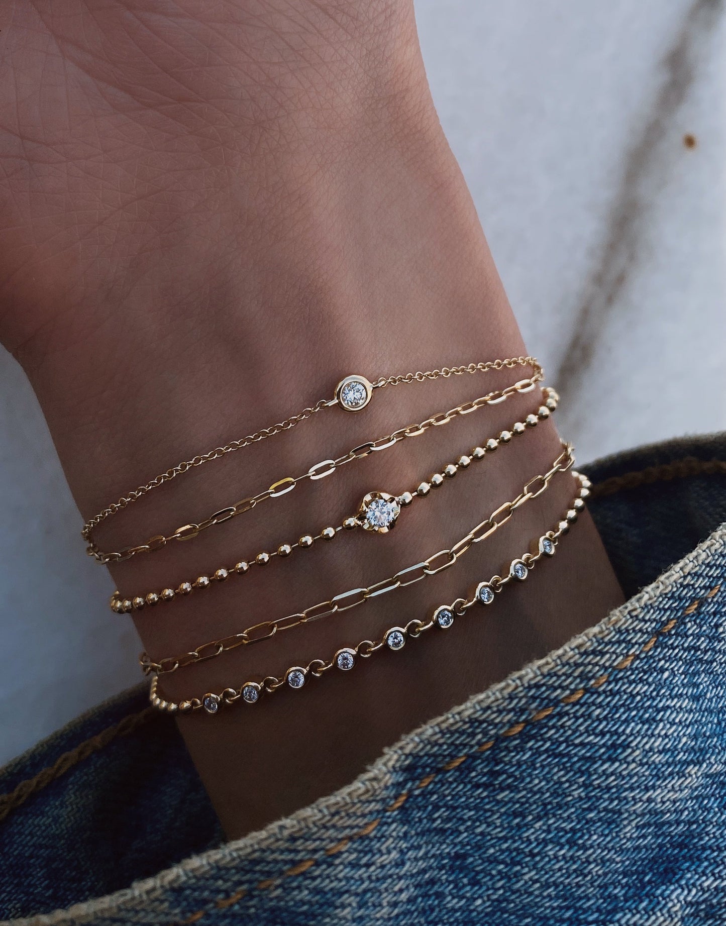 14kt gold baby paperclip chain bracelet