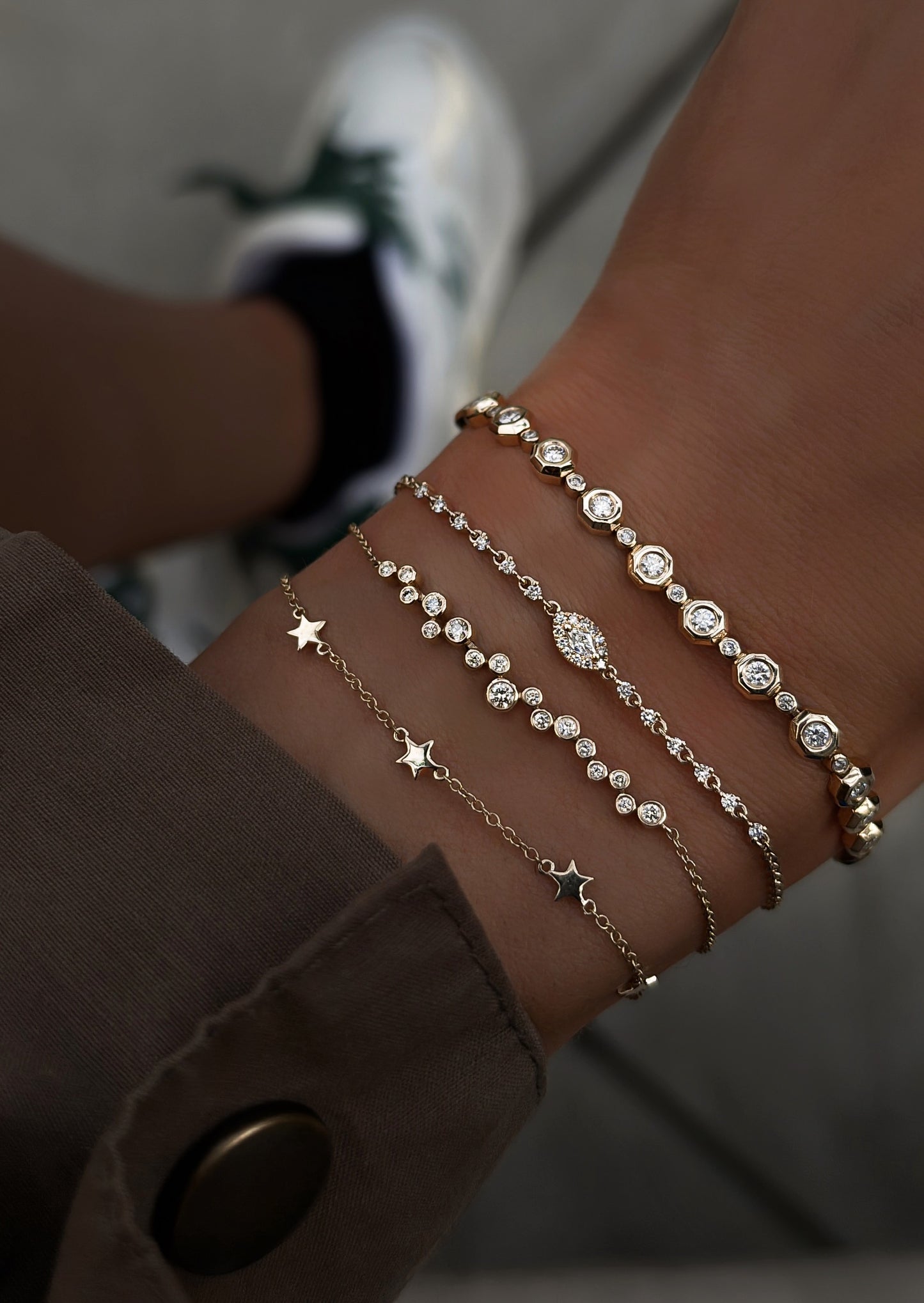 14kt gold and diamond marquise eye bracelet
