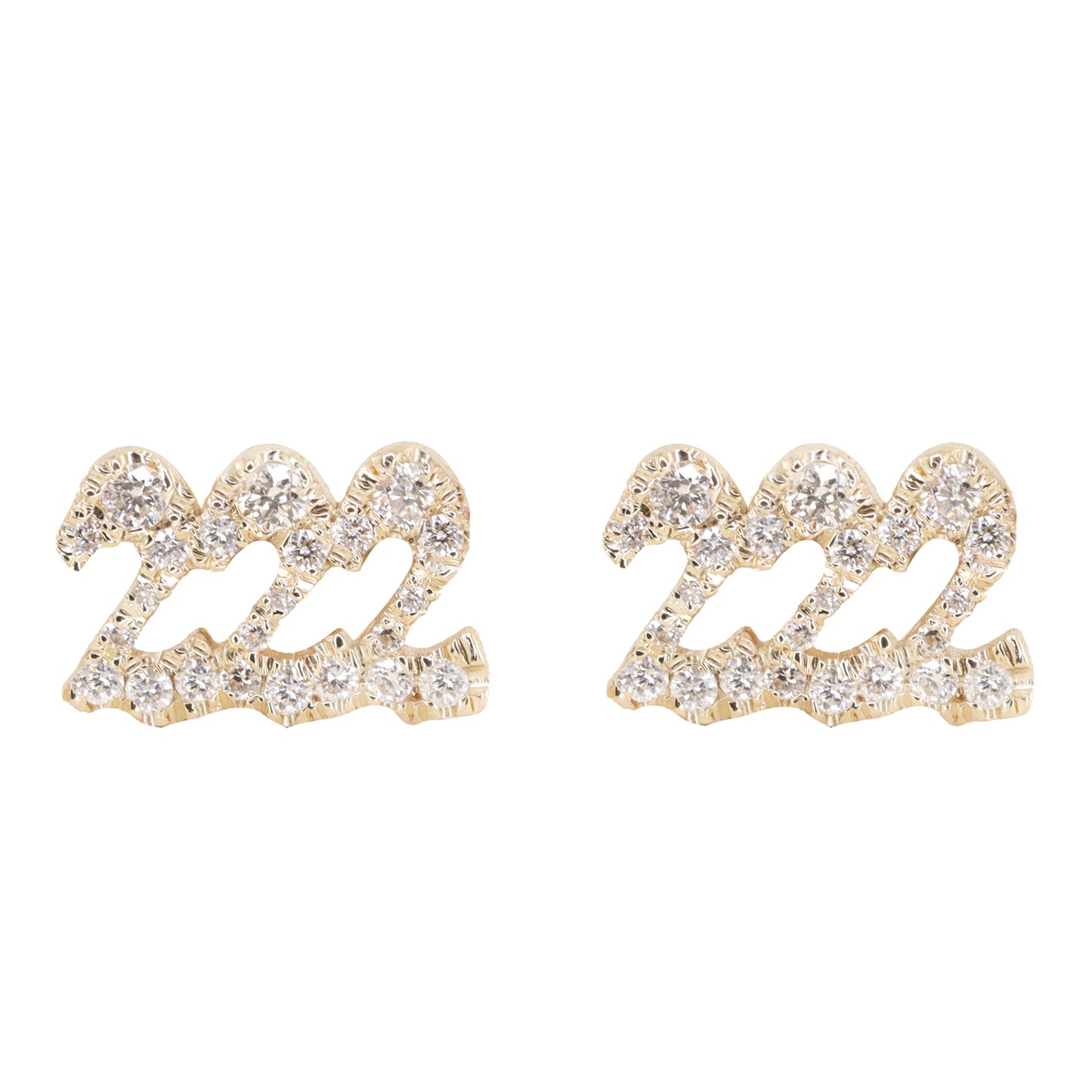 14kt gold and diamond 222 stud earring