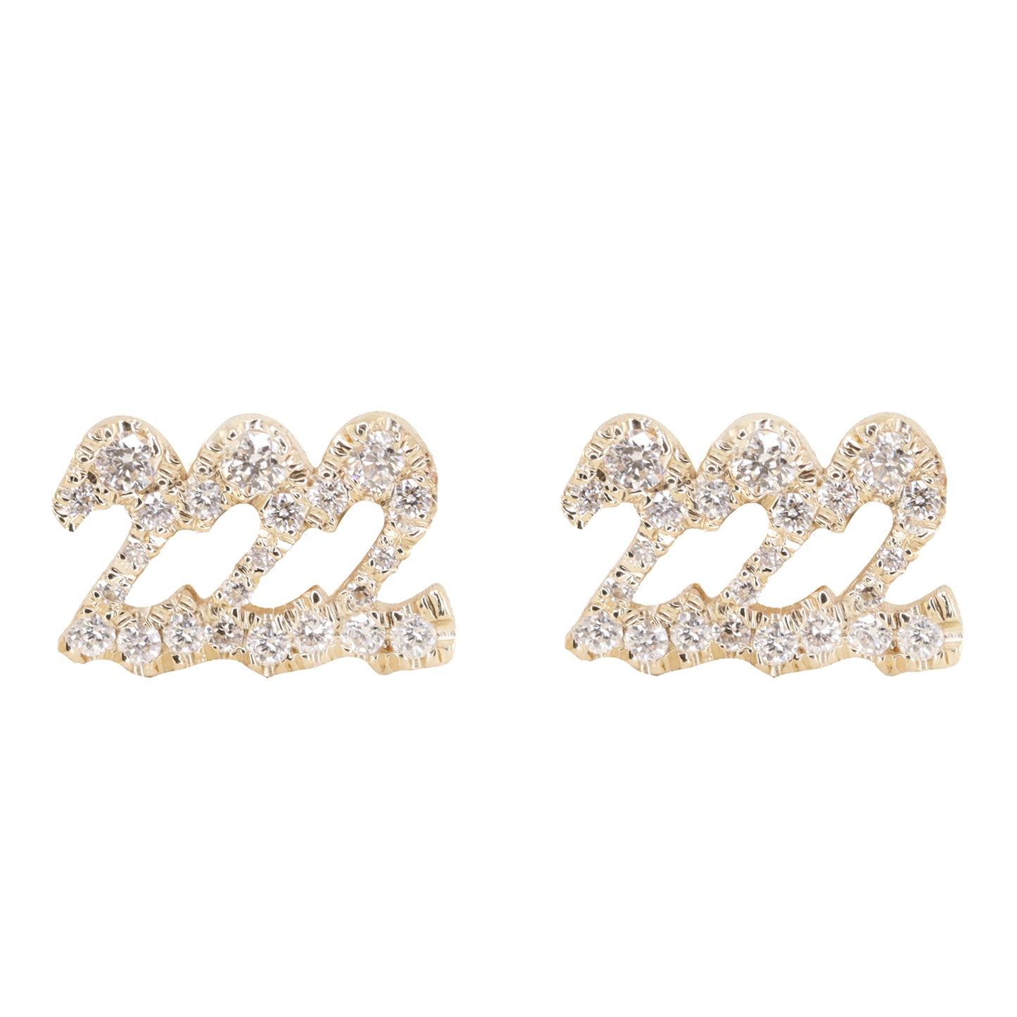 14kt gold and diamond 222 stud earring