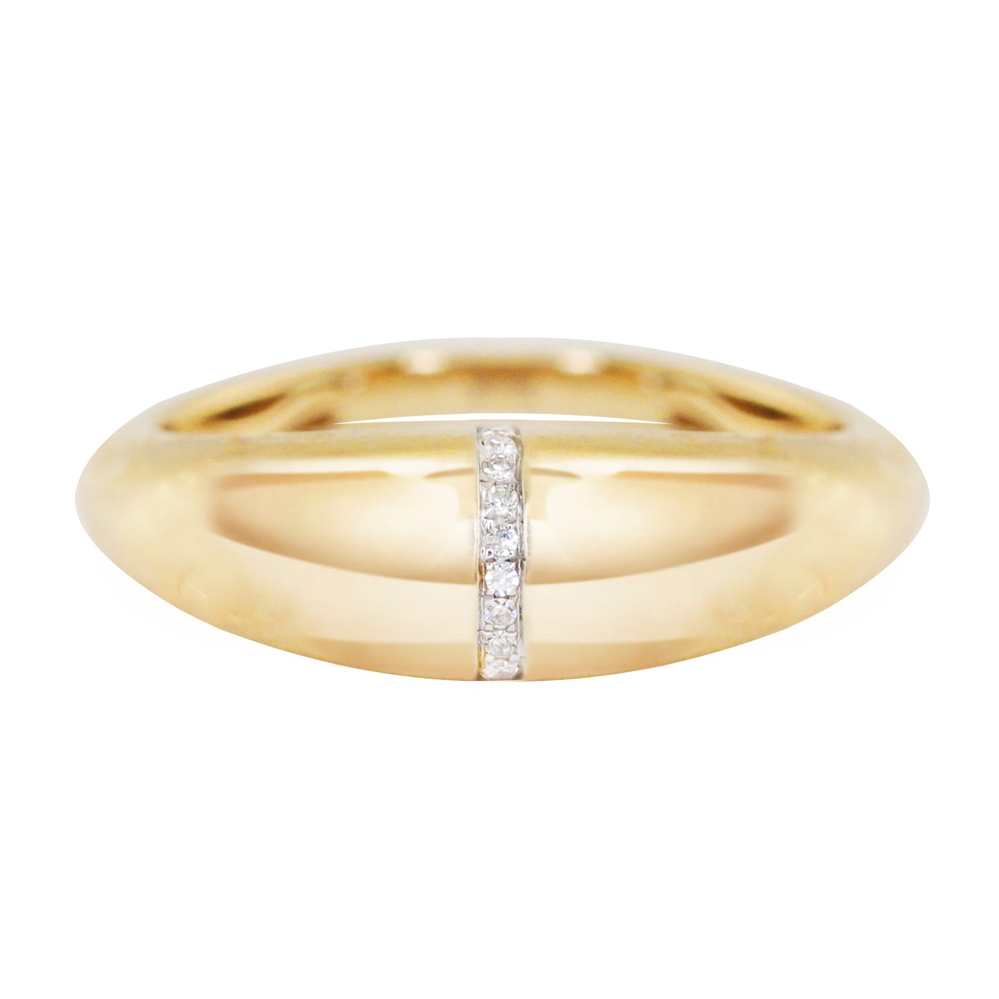 14kt gold diamond bar dome ring