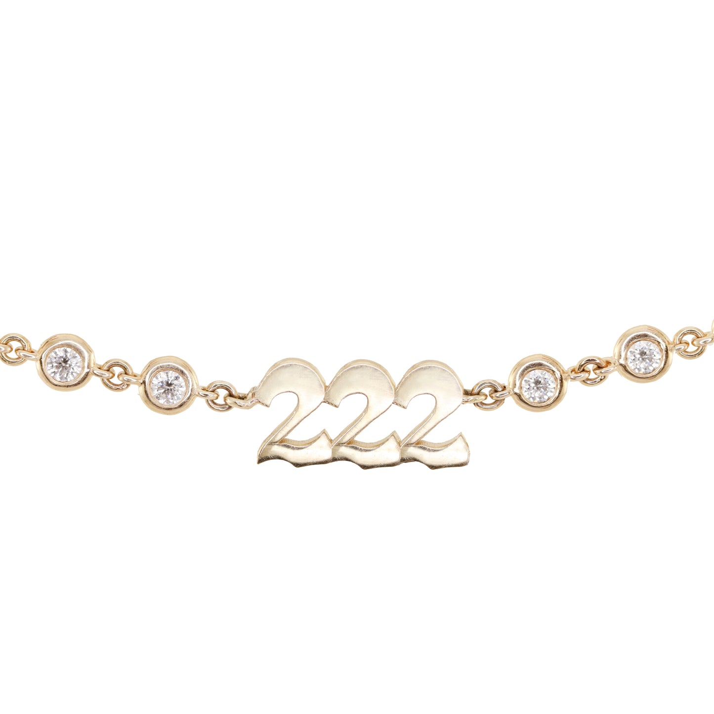 14kt gold diamond bezel 222 bracelet