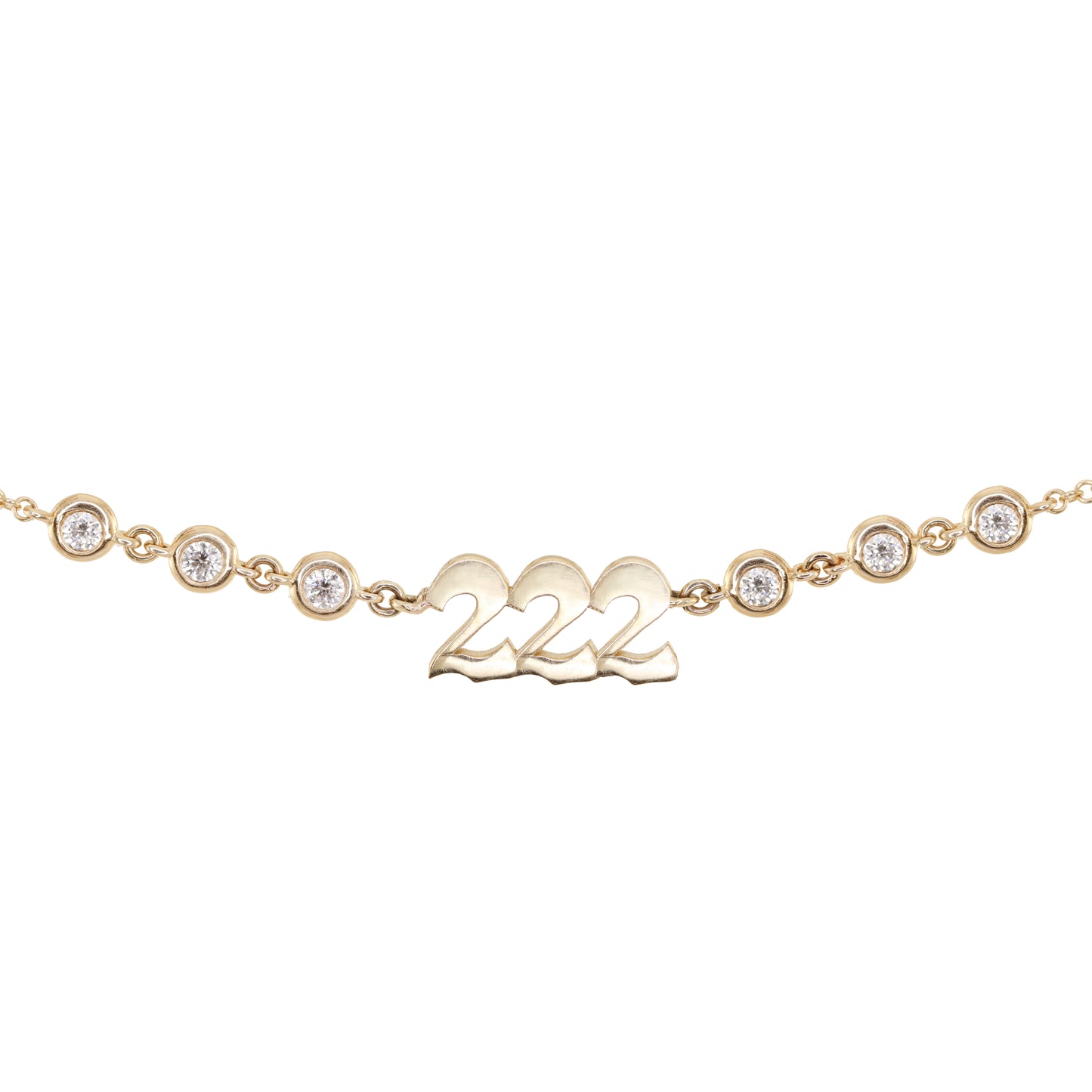 14kt gold diamond bezel 222 bracelet