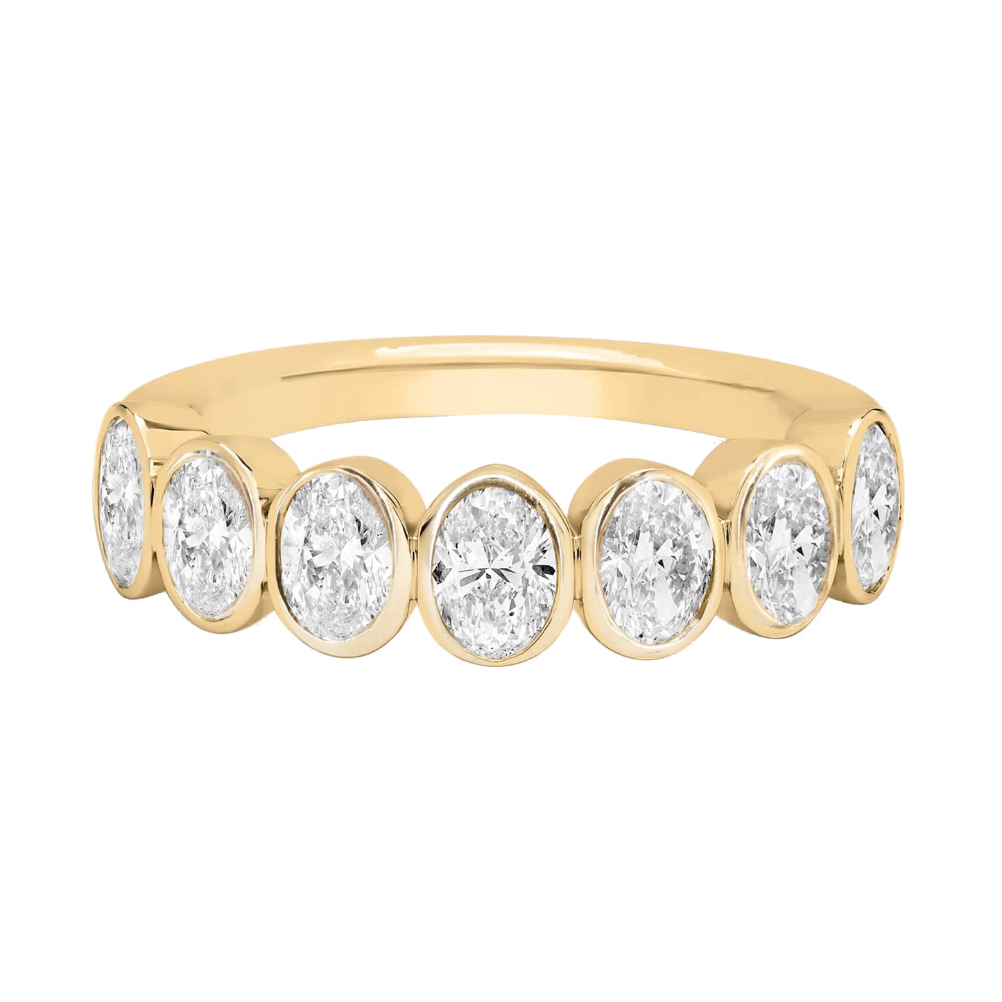 14kt gold oval diamond bezel band