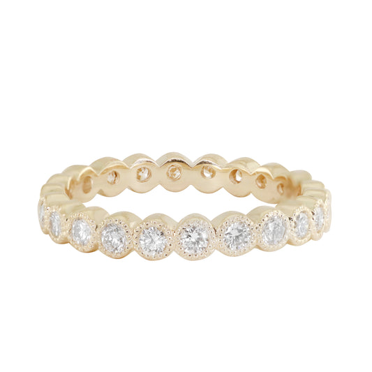 14kt gold diamond milgrain bezel eternity ring