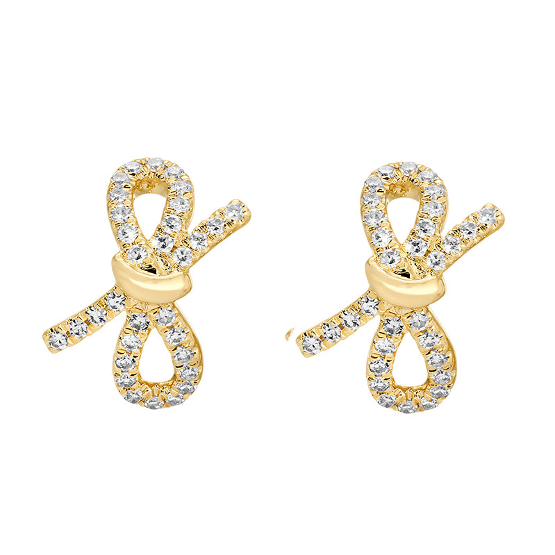 14kt gold diamond bow hoop