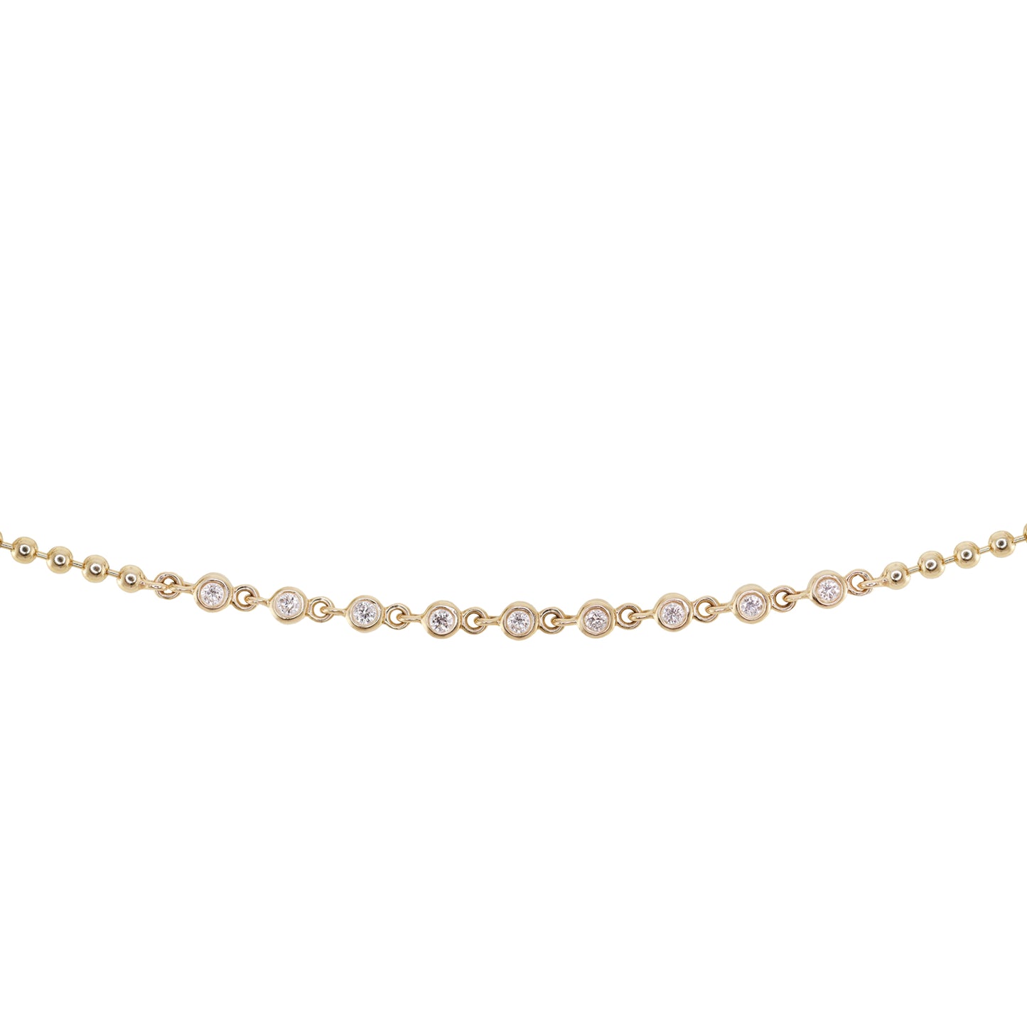 14kt gold multi diamond bezel row beaded bracelet