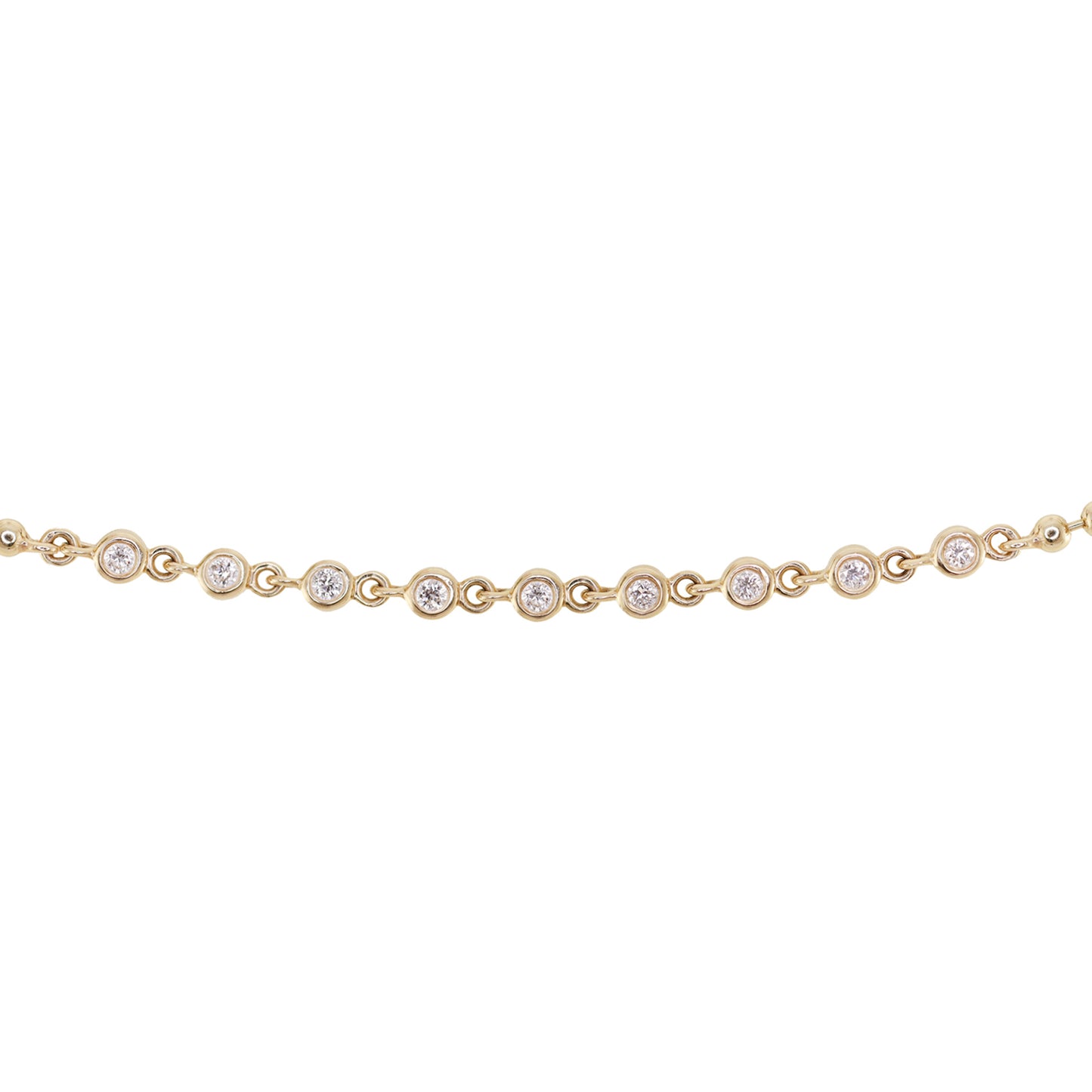 14kt gold multi diamond bezel row beaded bracelet