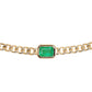14kt gold emerald bezel chain link bracelet