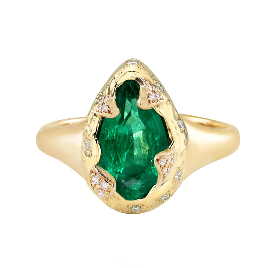 14kt gold and diamond emerald claw ring