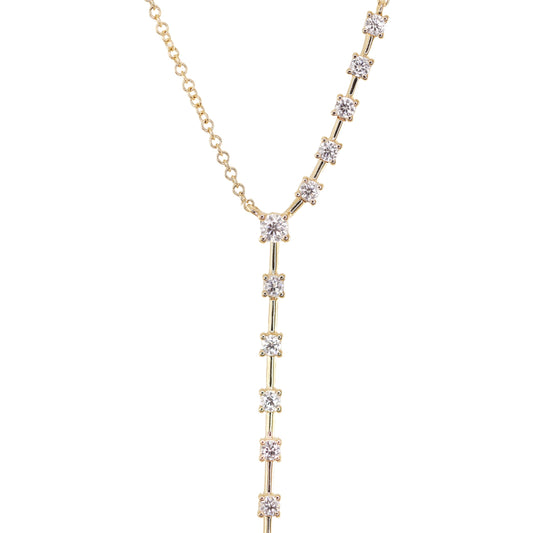 14kt gold floating diamond lariat necklace