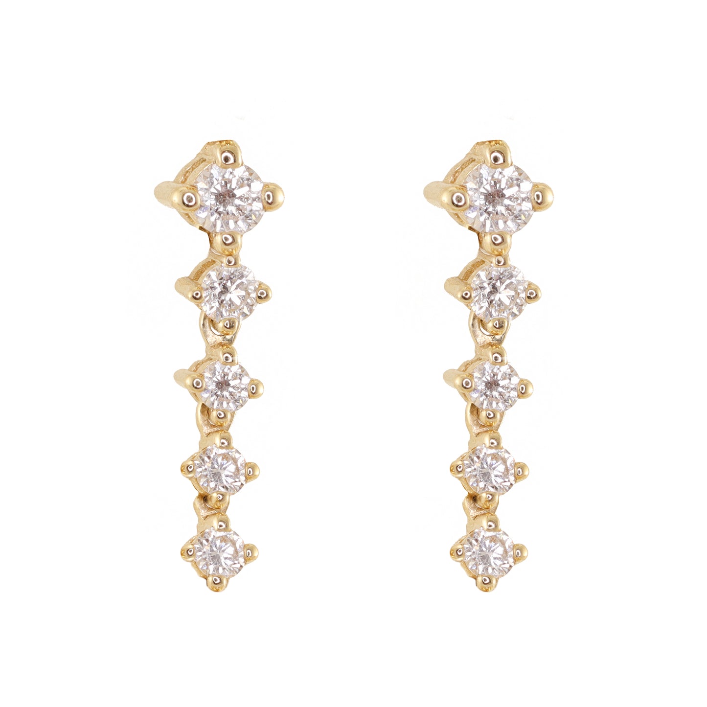 14kt gold floating diamond prong drip stud