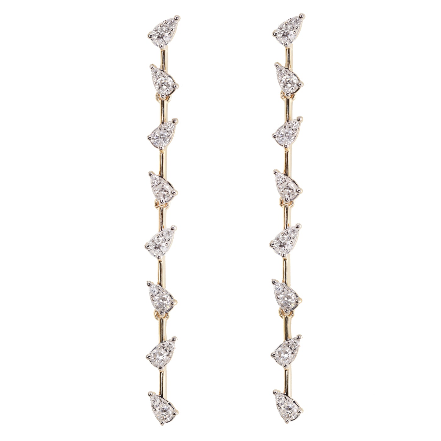 14kt gold floating teardrop diamond drip earring