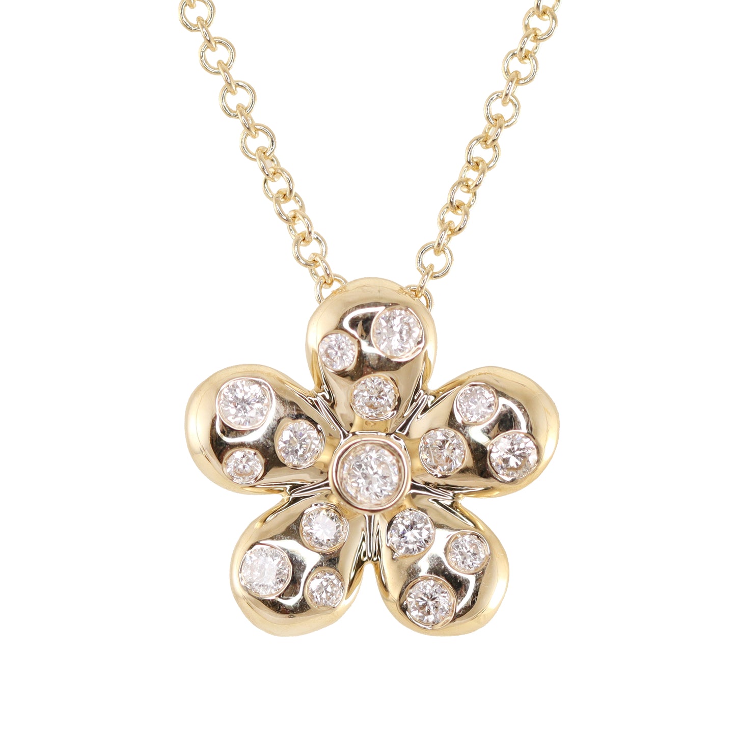 14kt gold and diamond flowerbomb necklace