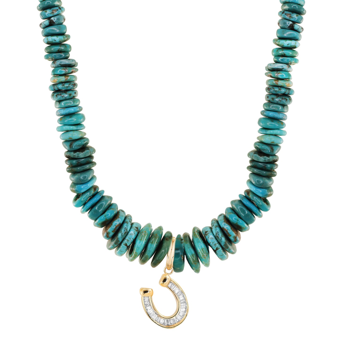 14kt gold and graduated turquoise beaded necklace