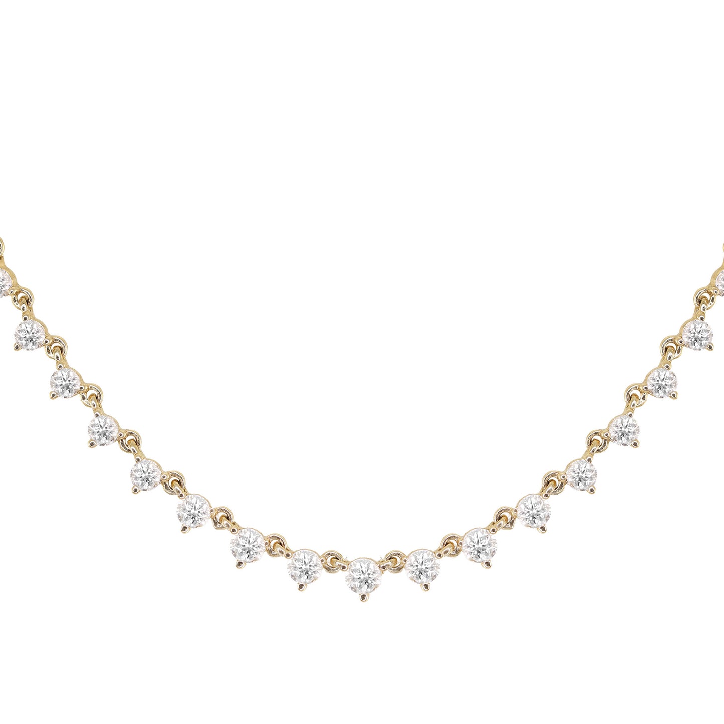 14kt gold graduated three prong diamond choker necklace