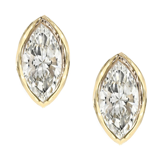 14kt gold and diamond grande marquise studs