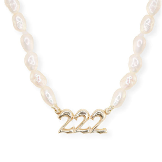 14kt gold mini puffed 222 pearl necklace