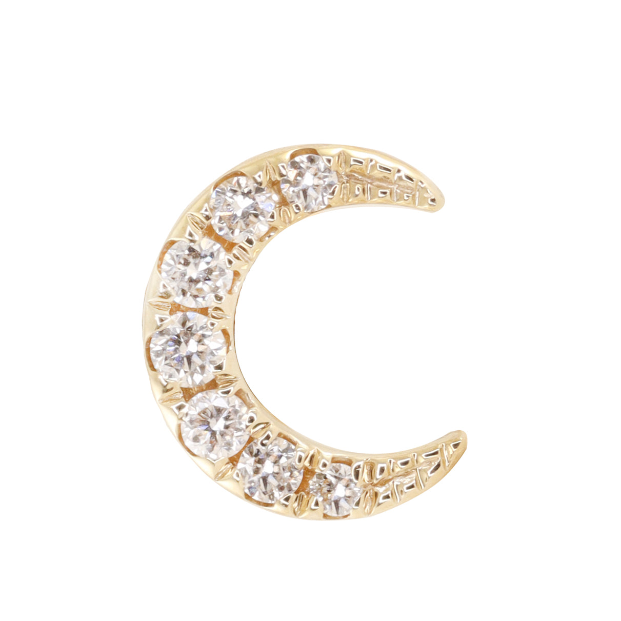 14kt gold little moon single stud