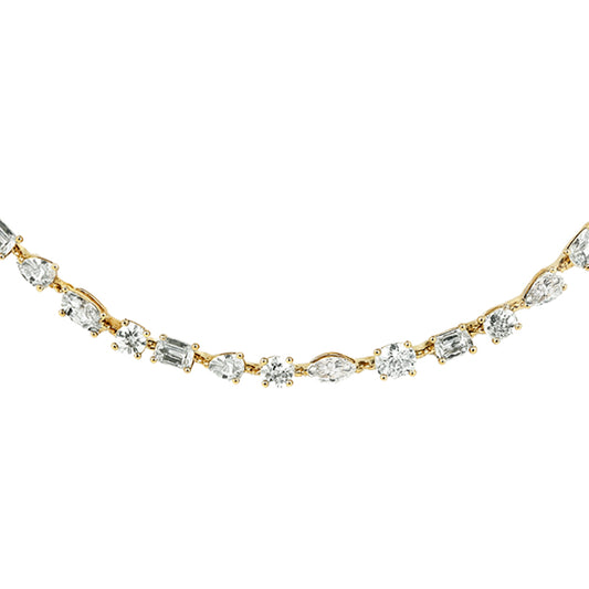 14kt gold floating mixed diamond choker