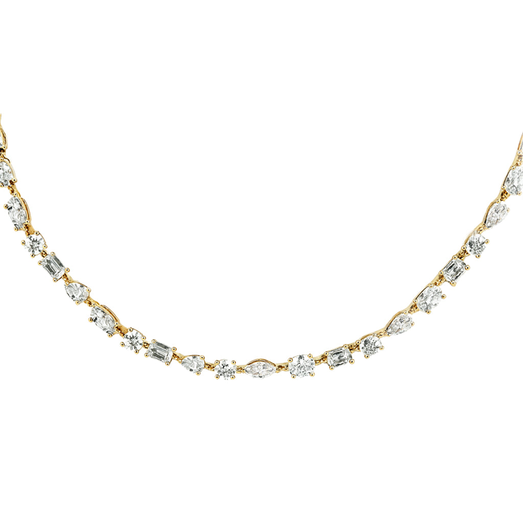 14kt gold floating mixed diamond choker