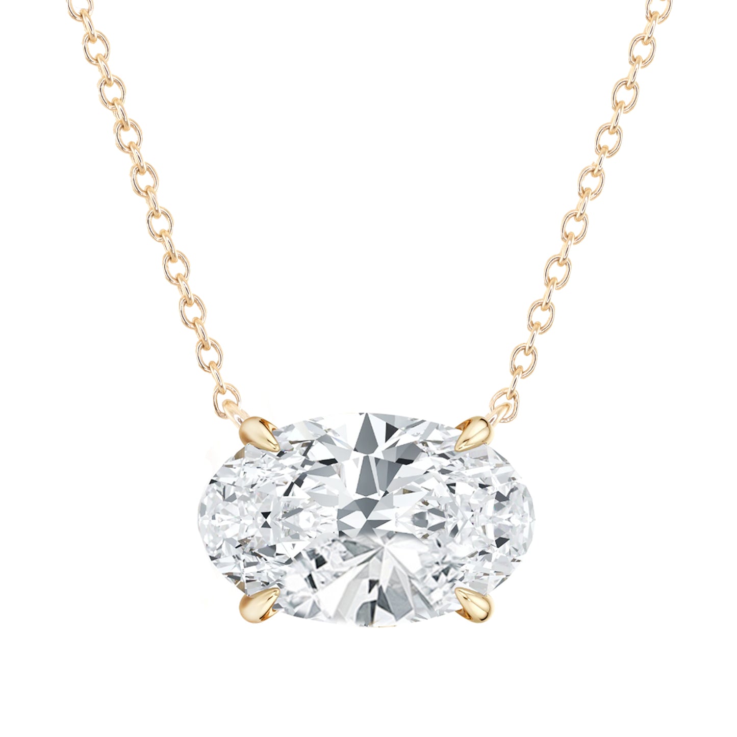 14kt gold grande oval diamond solitaire necklace