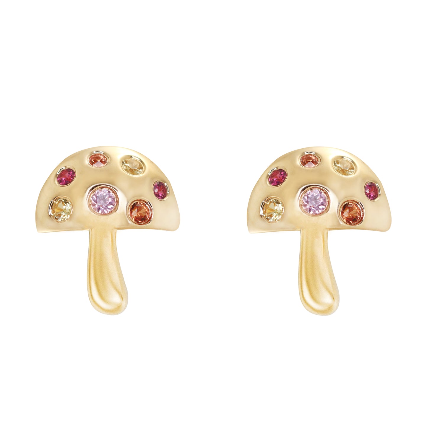 14kt gold pastel rainbow mushroom stud