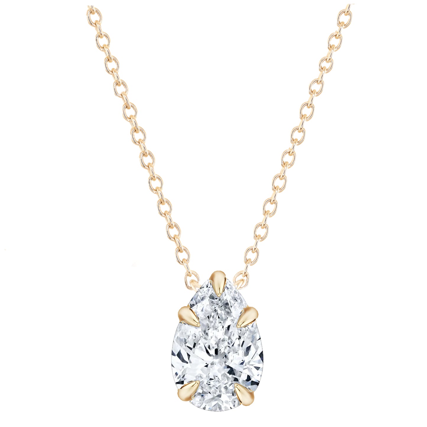 14kt gold petite teardrop diamond solitaire necklace
