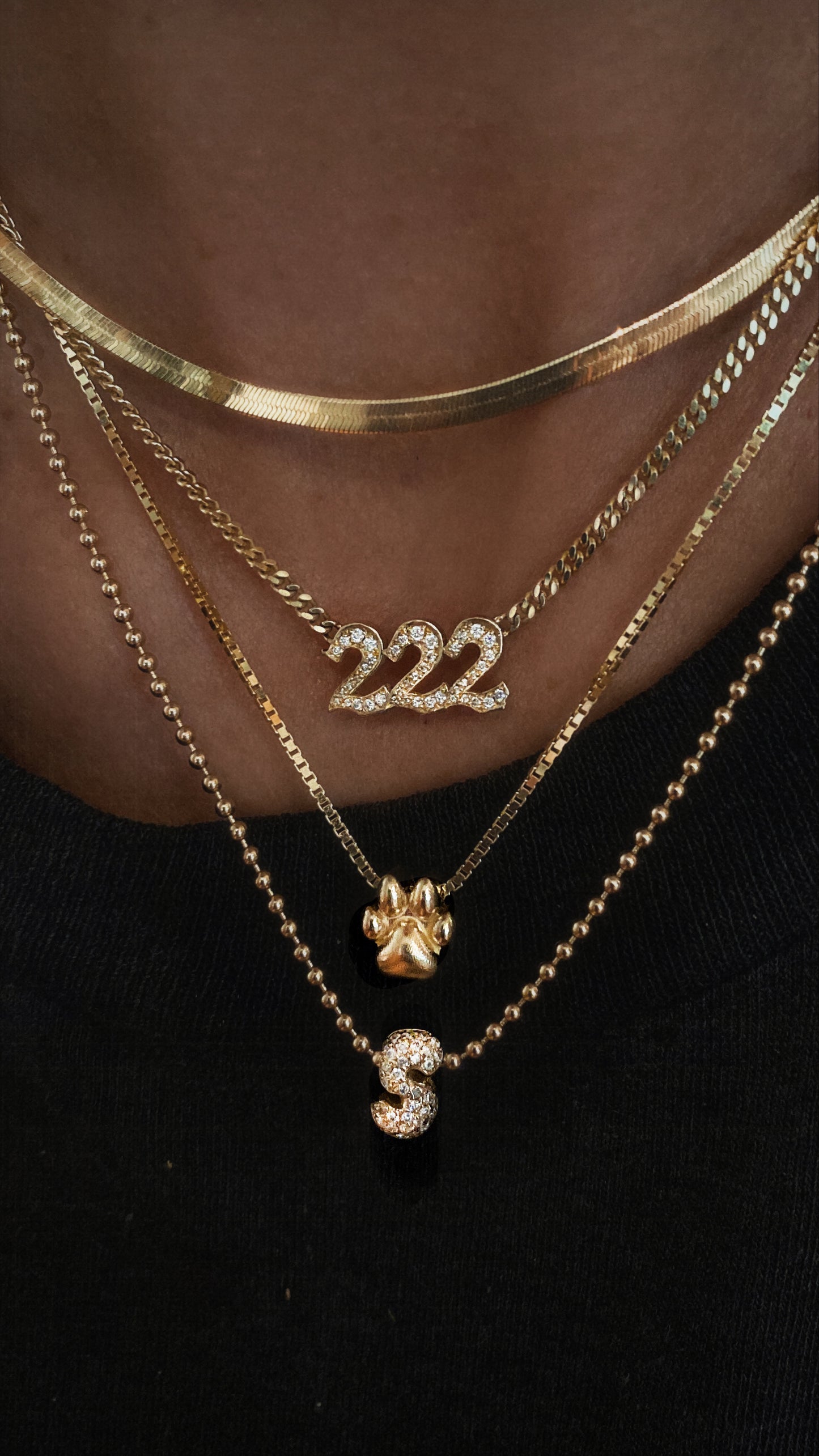 14kt gold LS x LABELLE DOG PAW NECKLACE