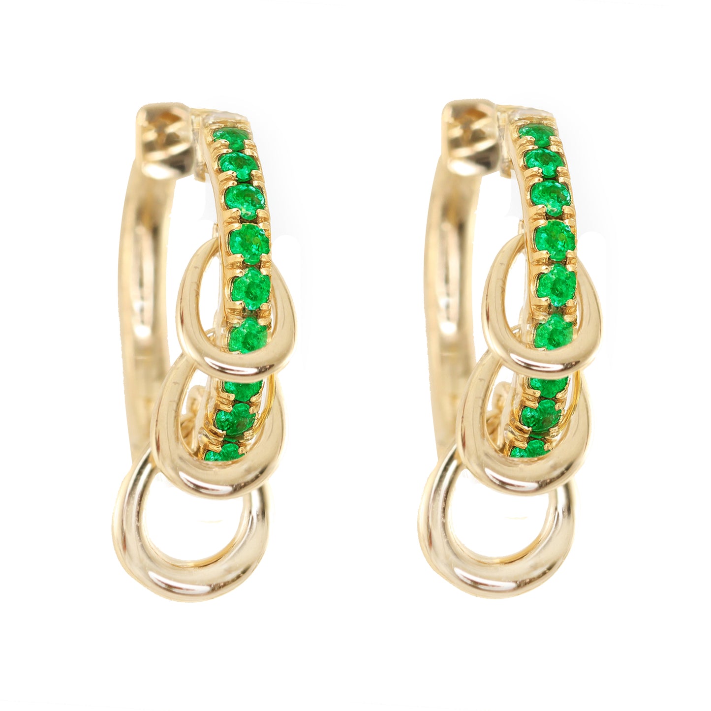 14kt gold and emerald sliding ring hoop