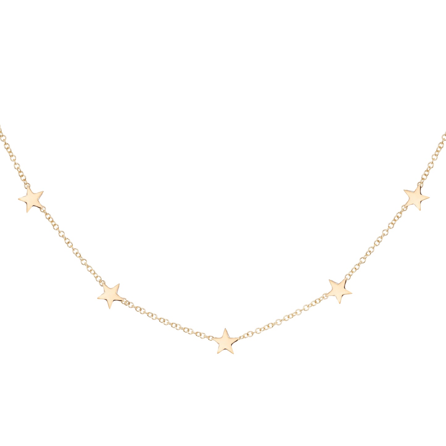 14kt gold row of stars choker necklace