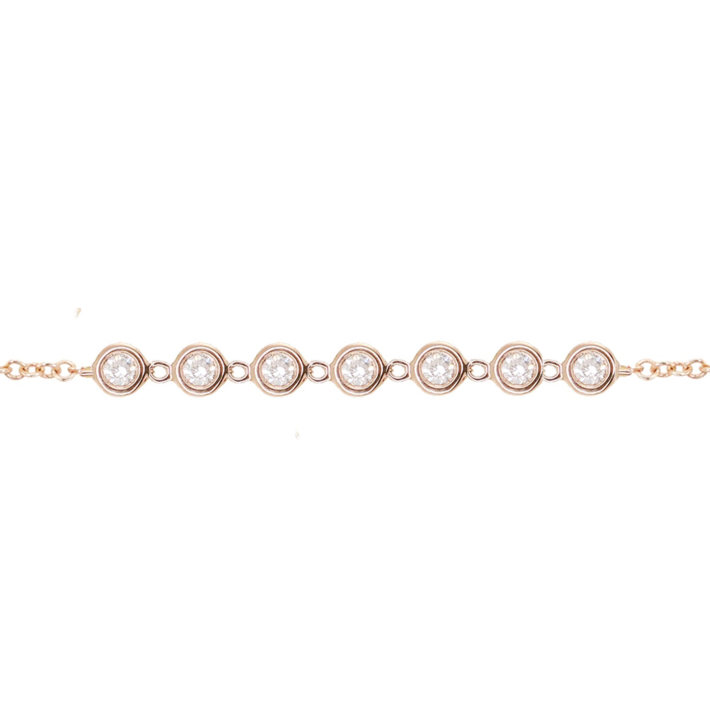 14kt gold seven diamond bezel bracelet
