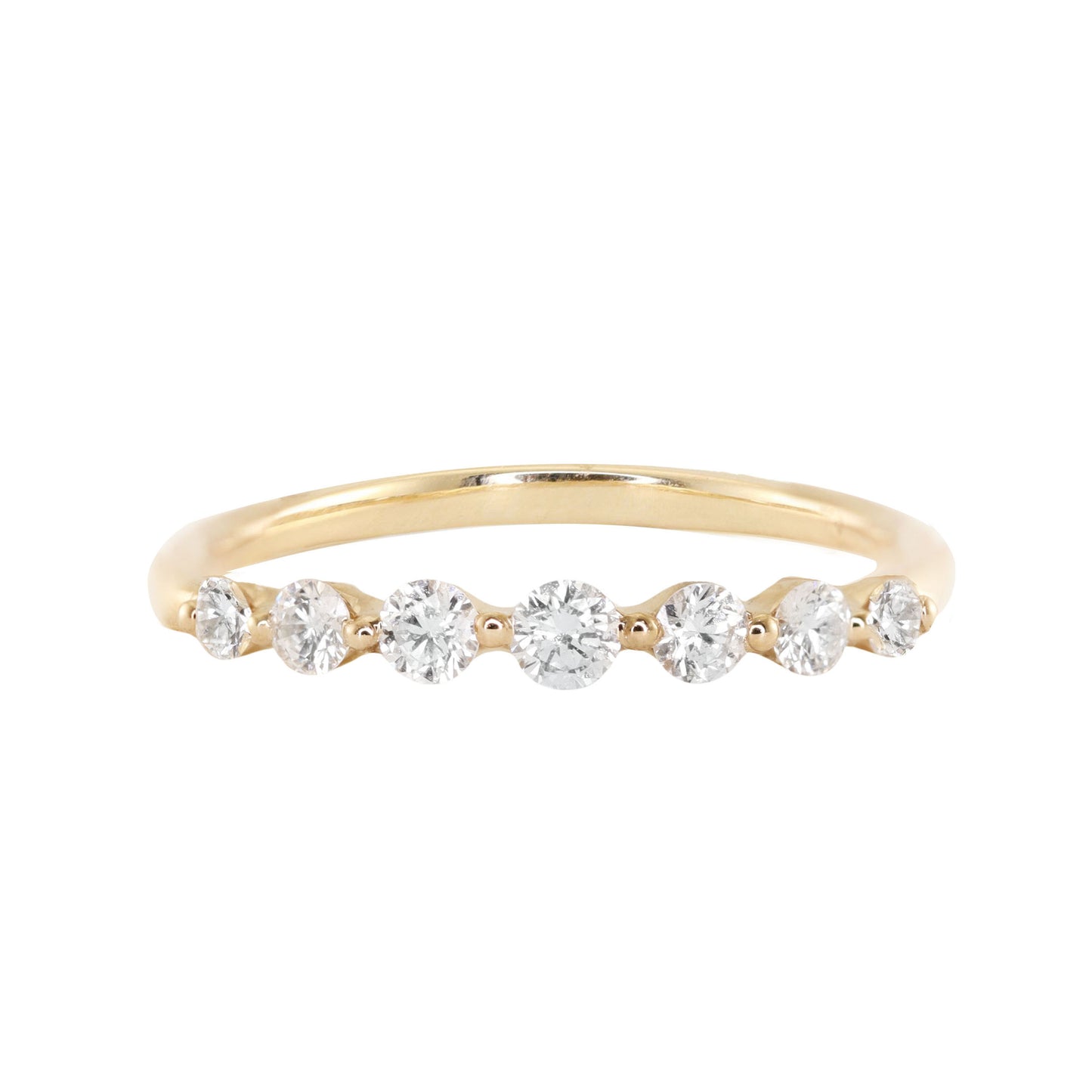 14kt gold graduated seven floating diamond ring