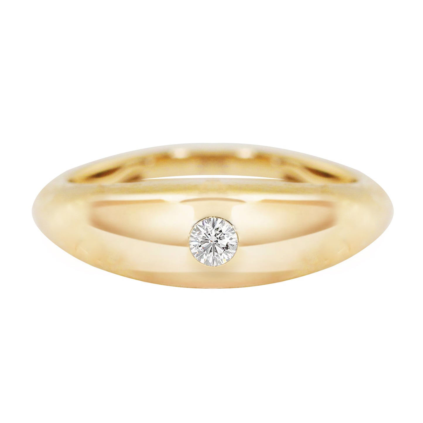 14kt gold round diamond dome ring