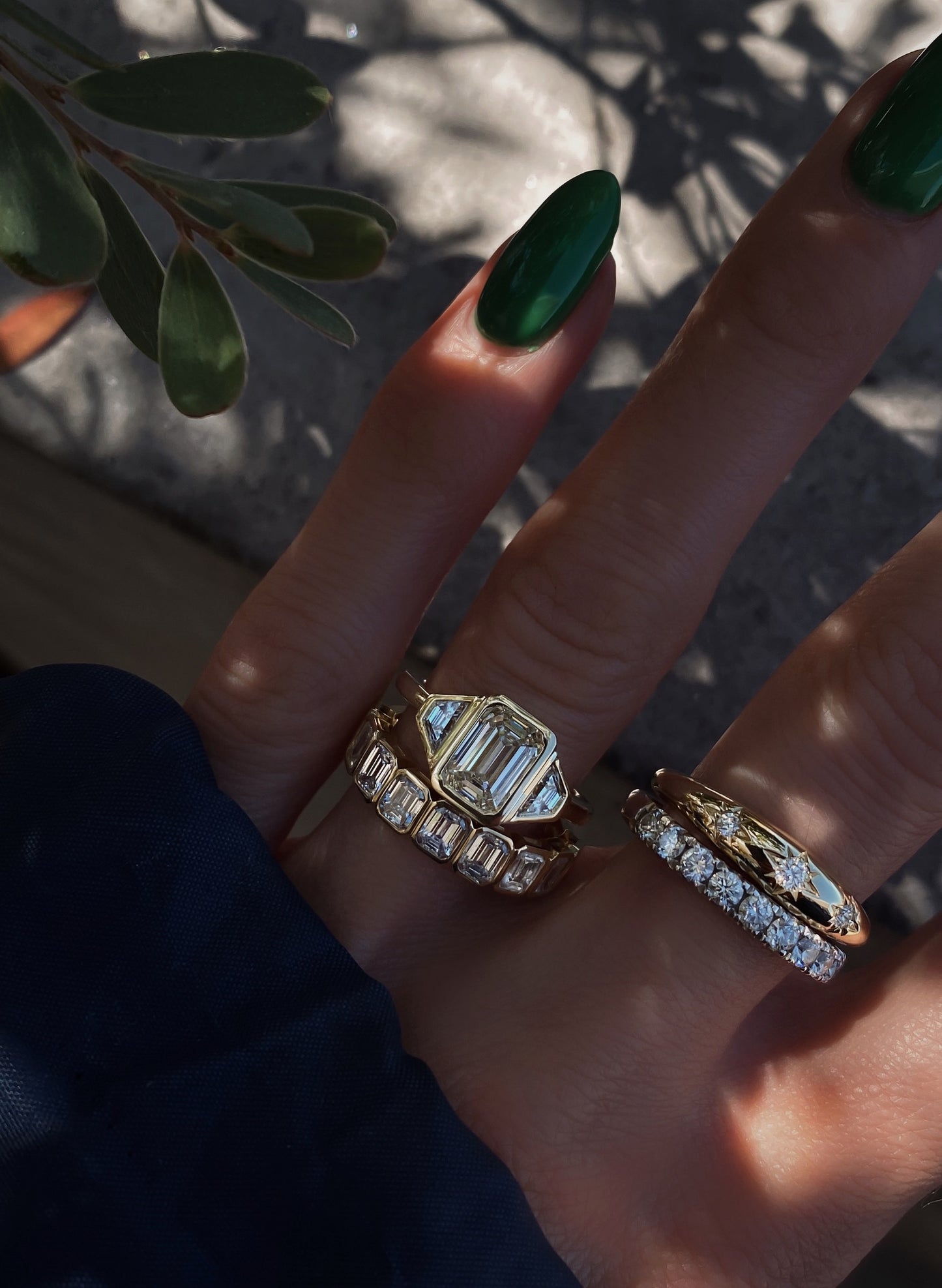 14kt gold single stone diamond deco ring