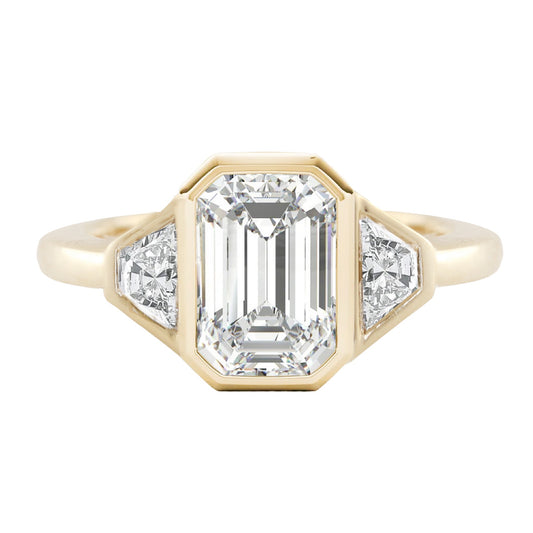 14kt gold single stone diamond deco ring