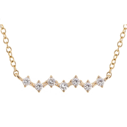 14kt gold sprinkled diamond row necklace