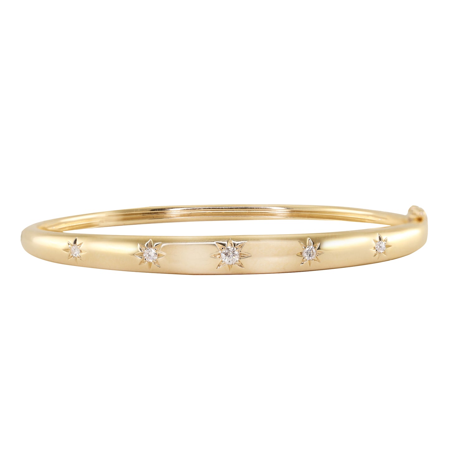 14kt gold and diamond starburst bangle