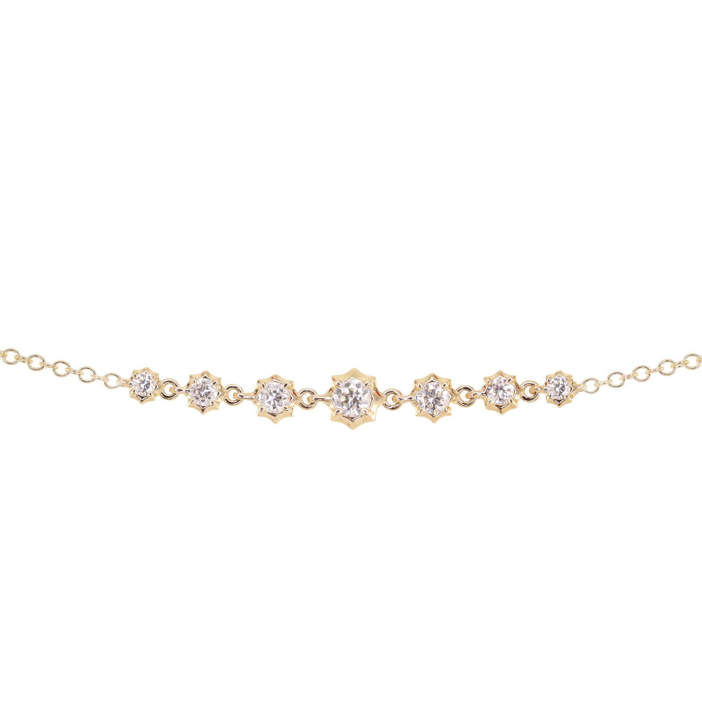 14kt gold round diamond star bracelet
