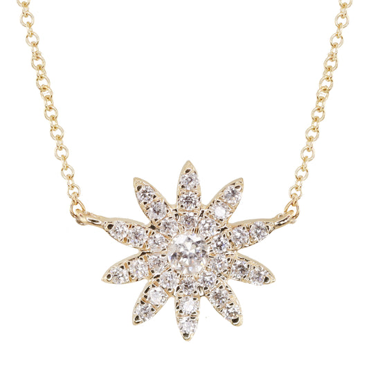 14kt gold and diamond starburst necklace