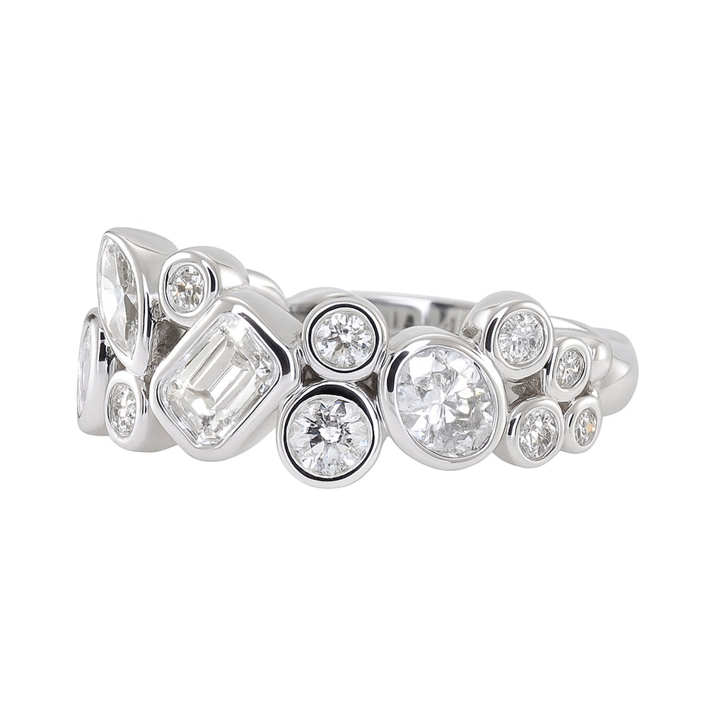 14kt gold mixed diamond cut bezel supernova ring