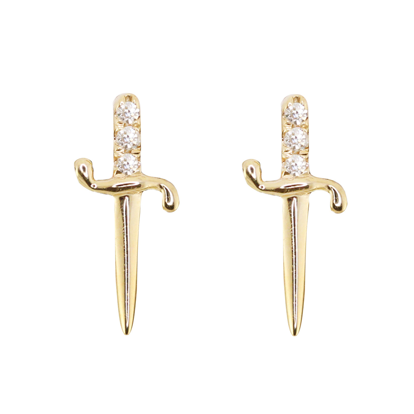 14kt gold and diamond mini sword stud